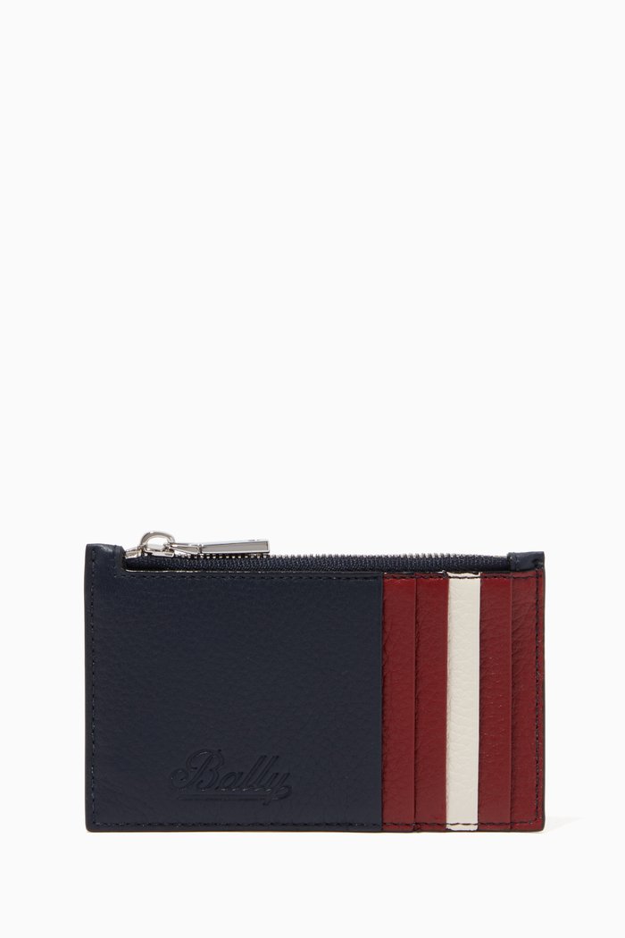 Tandy Grained Leather Card Holder, Blue