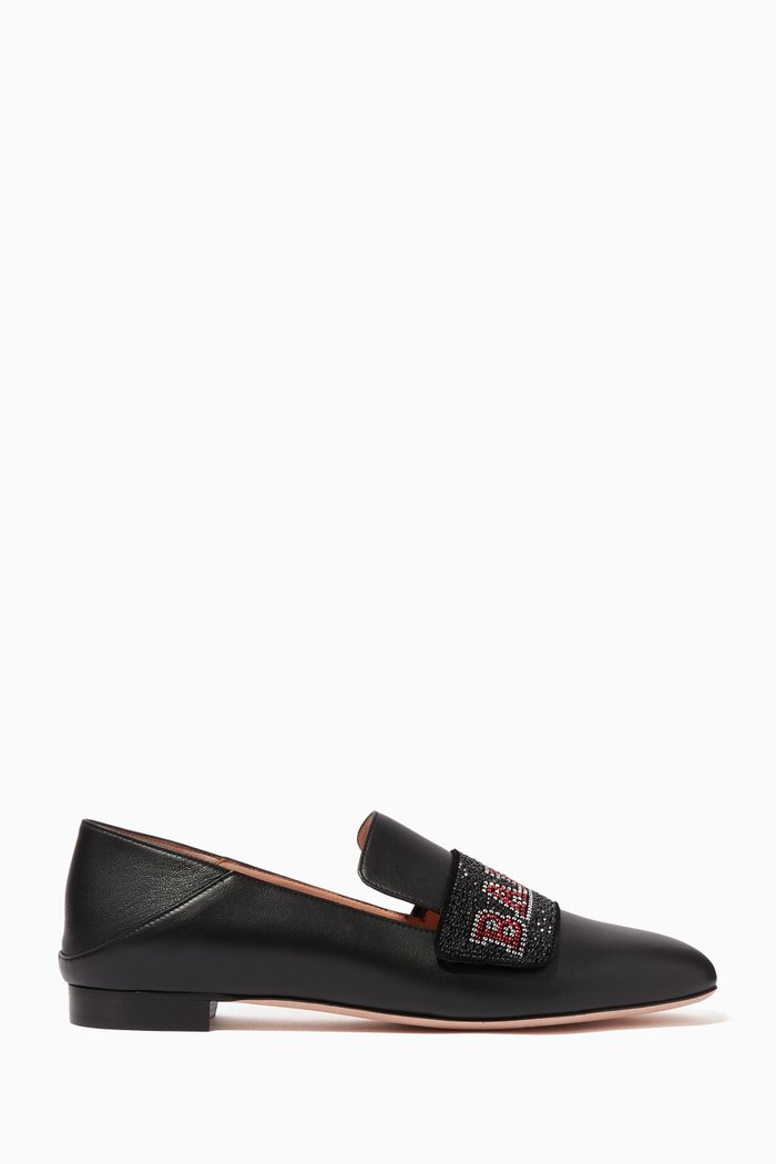 

Jannie Leather Slippers, Black