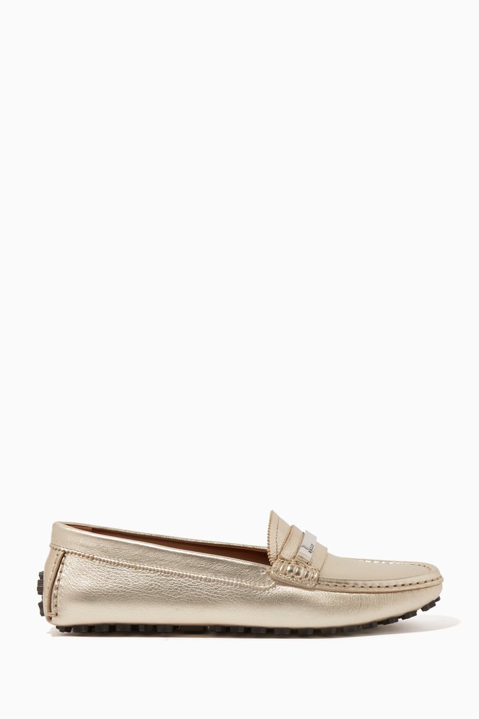 

Layah Leather Driver Shoes, Metallic