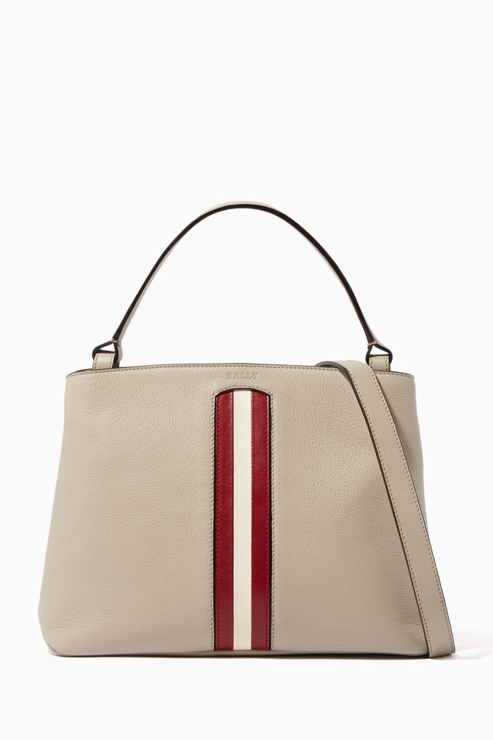 

Maddye Grained Leather Top Handle Bag, Grey