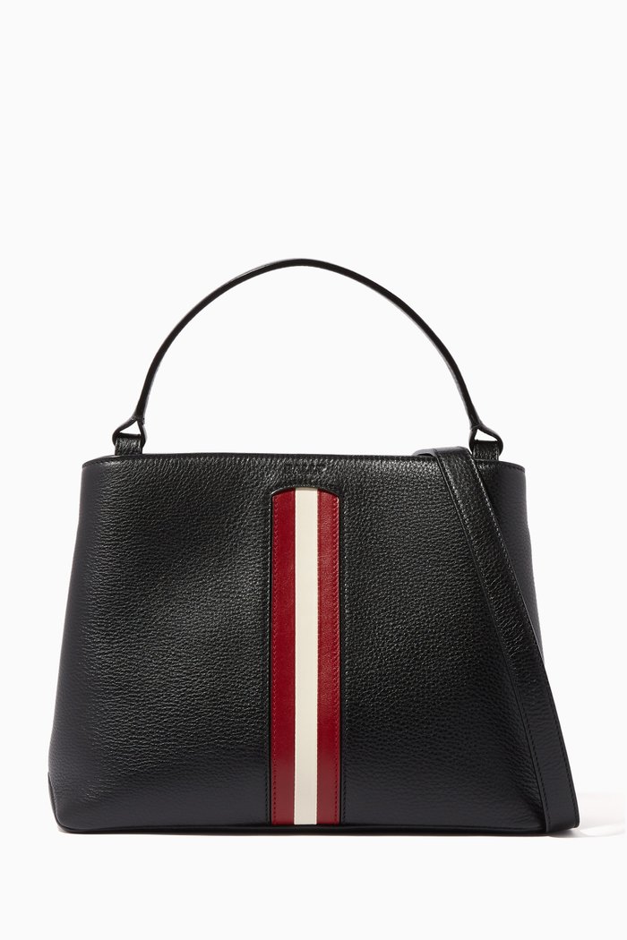

Maddye Grained Leather Top Handle Bag, Black