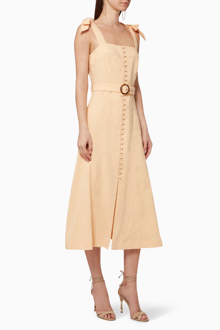 

Dawn Linen Apron Dress, Orange