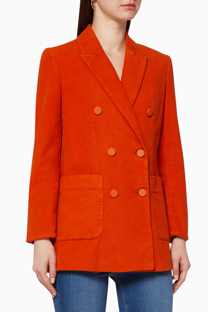 Dittico Double-Breasted Fustian Blazer, Orange