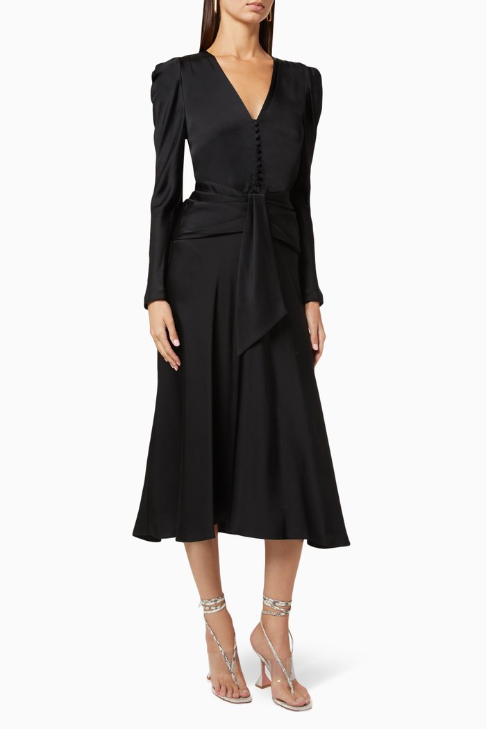 

Annalise Satin Midi Dress, Black