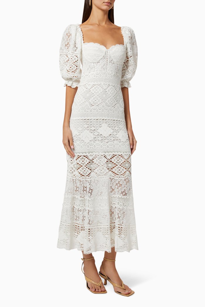 

Eden Bustier Lace Midi Dress, White