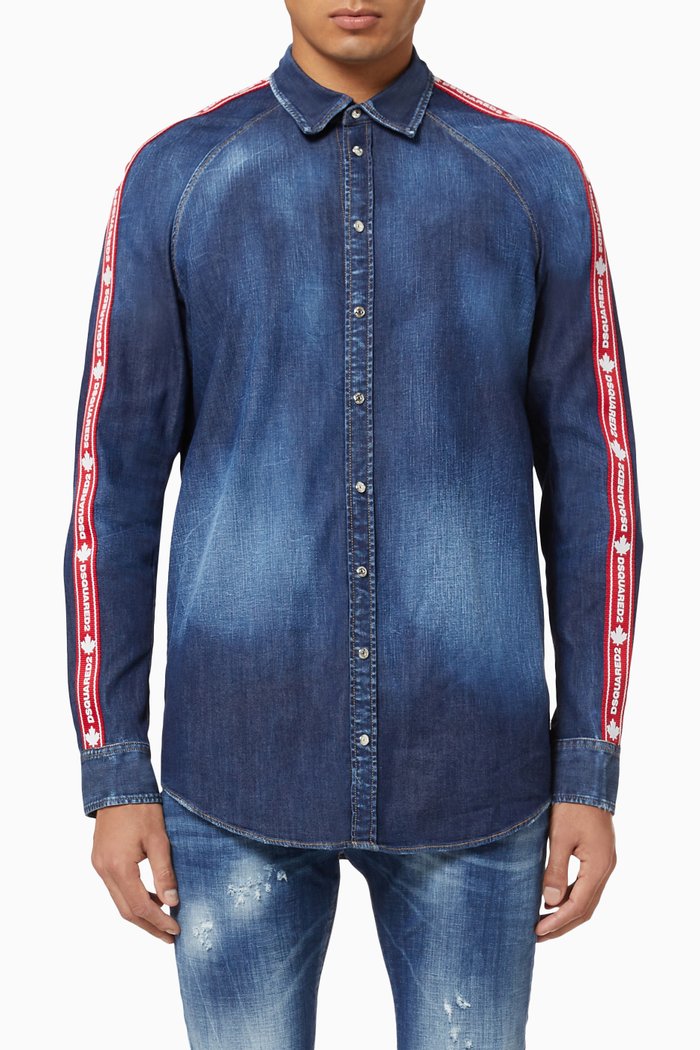 

Logo Tape Denim Shirt, Blue