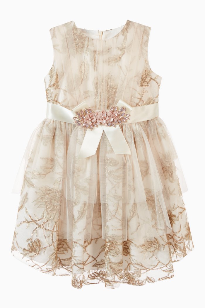 

Floral Embroidered Tulle Dress, Pink