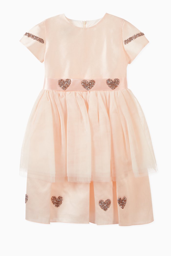 

Heart Embellished Tulle Dress, Pink