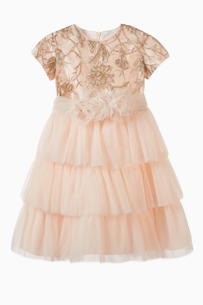 

Floral Embroidered Tulle Dress, Pink