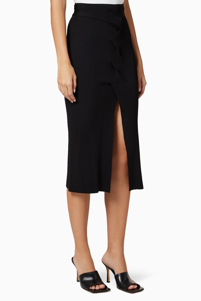 

Cable Twist Knitted Skirt, Black