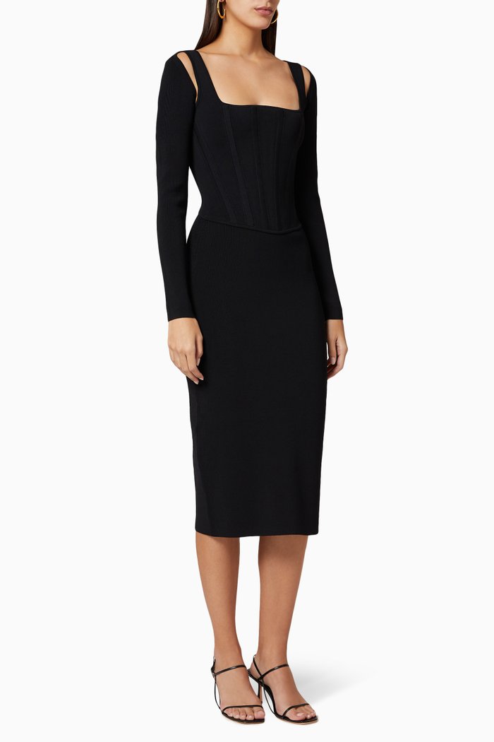 

Pointelle Corset Dress, Black