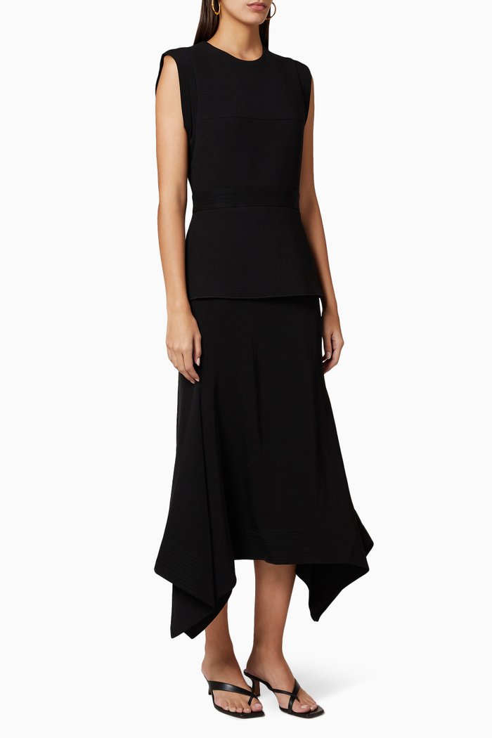 

Belted Drape Midi Dress, Black