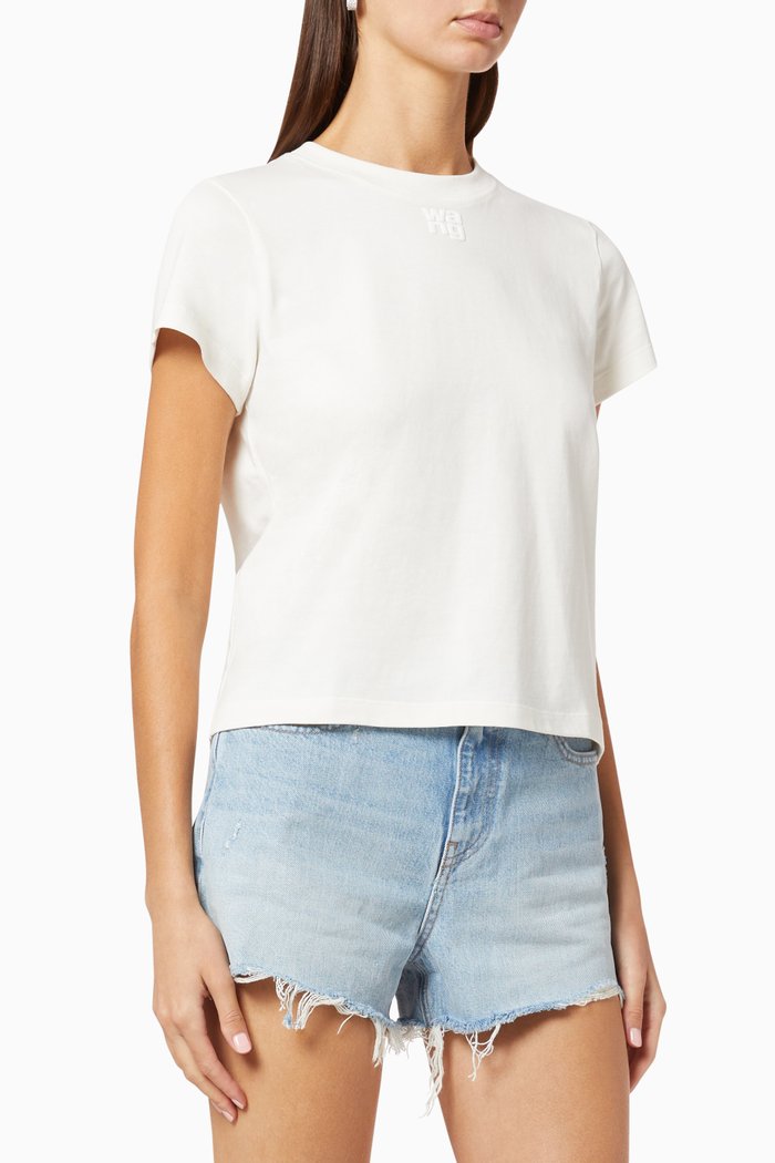 Puff Logo Shrunken Jersey T-Shirt, White