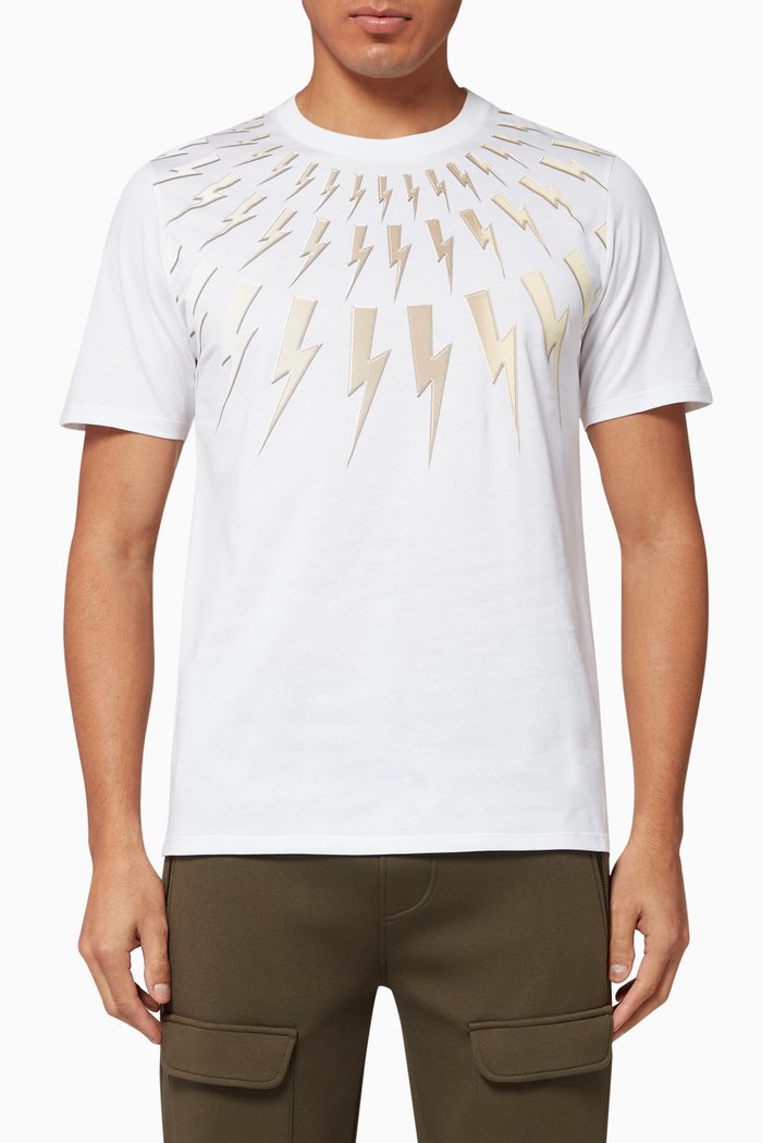 

Fair-Isle Thunderbolt Jersey T-shirt, White