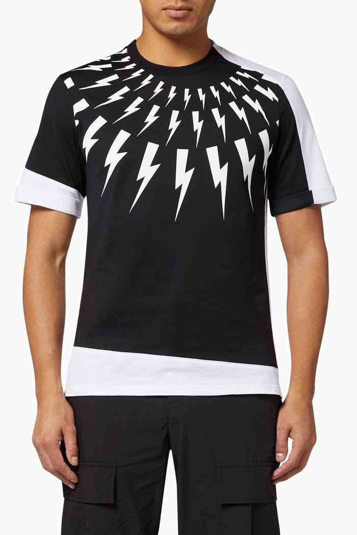 Fair-Isle Bolt Slim T-Shirt, Black