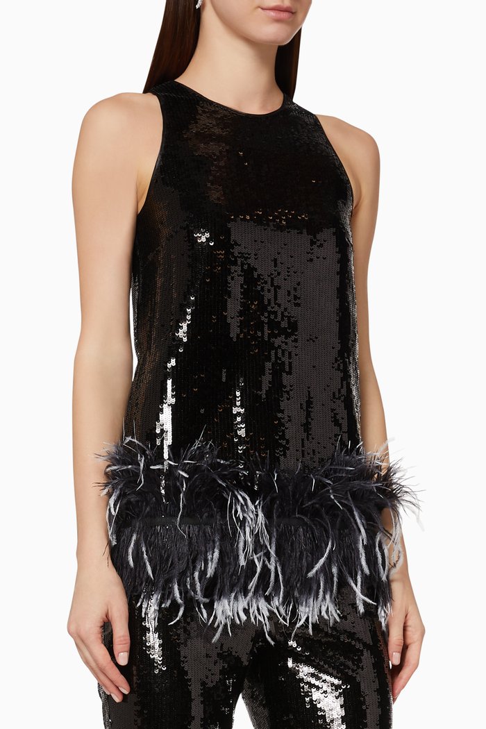

Coral Sequin Embellished Top, Black
