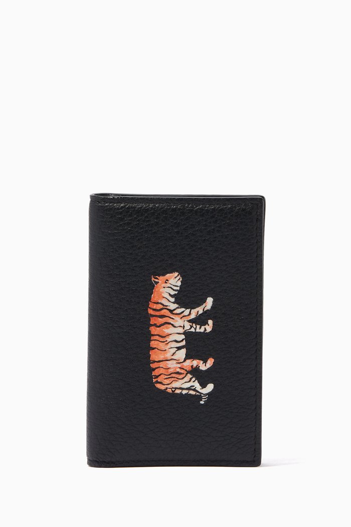 

Tiger Print Business Card Holder, Black