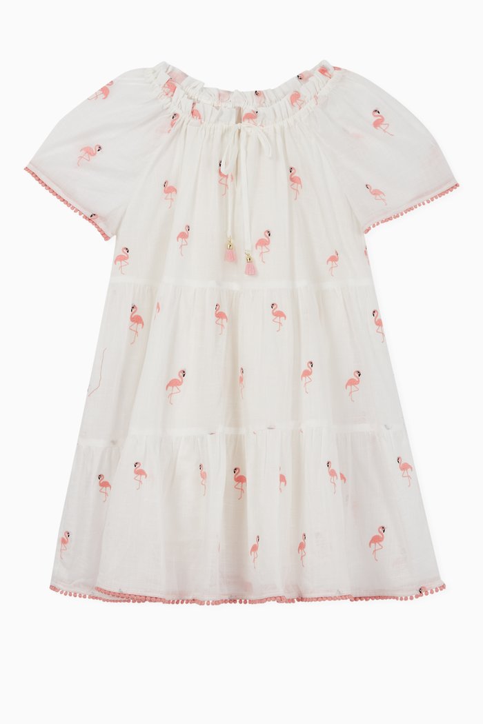 Bells Flamingo Dress, White