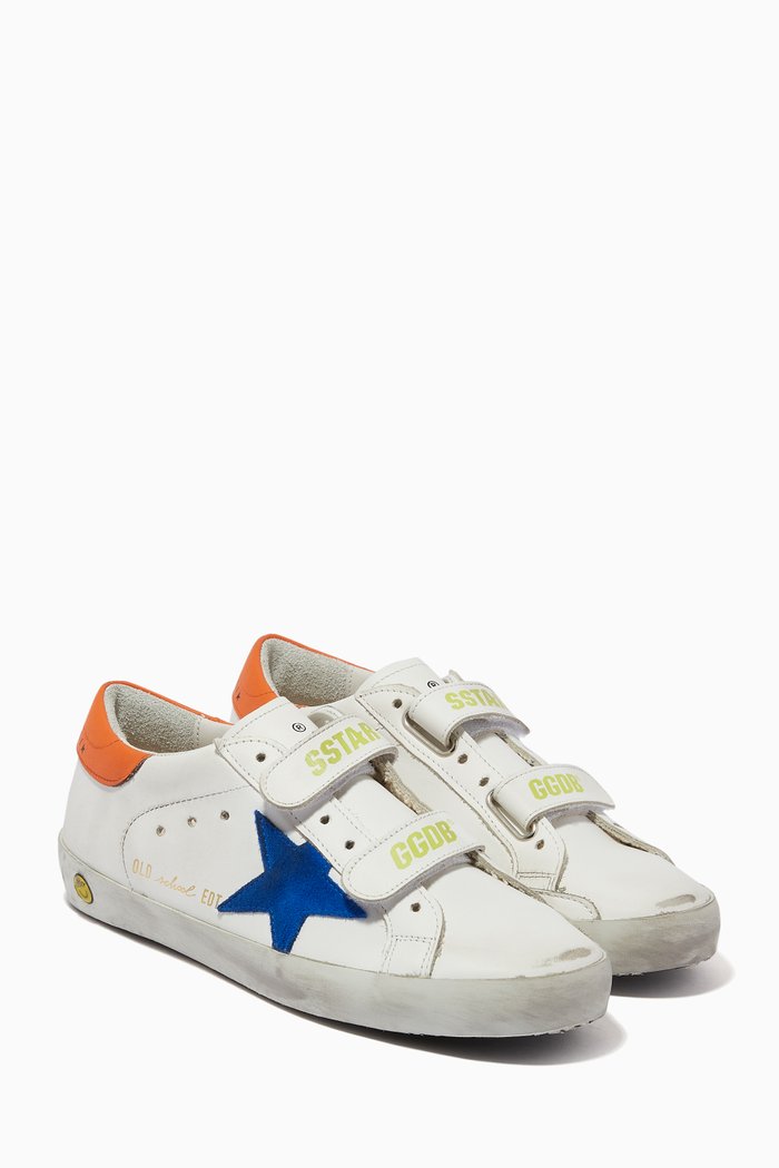 

Old School Sneakers with Suede Star in Leather, White
