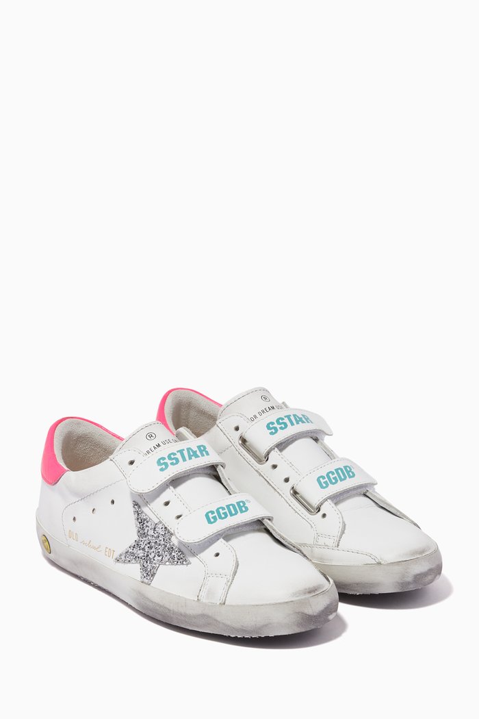 

Old School Sneakers with Glittery Star in Leather, White