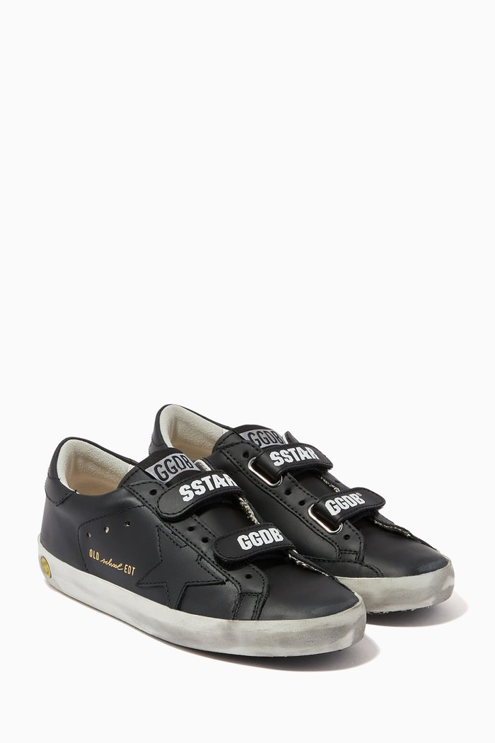Old School Sneakers with Leather Star in Leather, Black