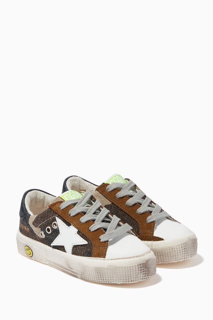 

Super-Star Sneakers with Leather Star & Insert in Canvas, Neutral