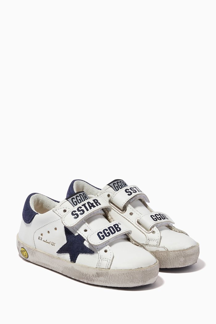 

Old School Sneakers with Suede Star in Leather, White