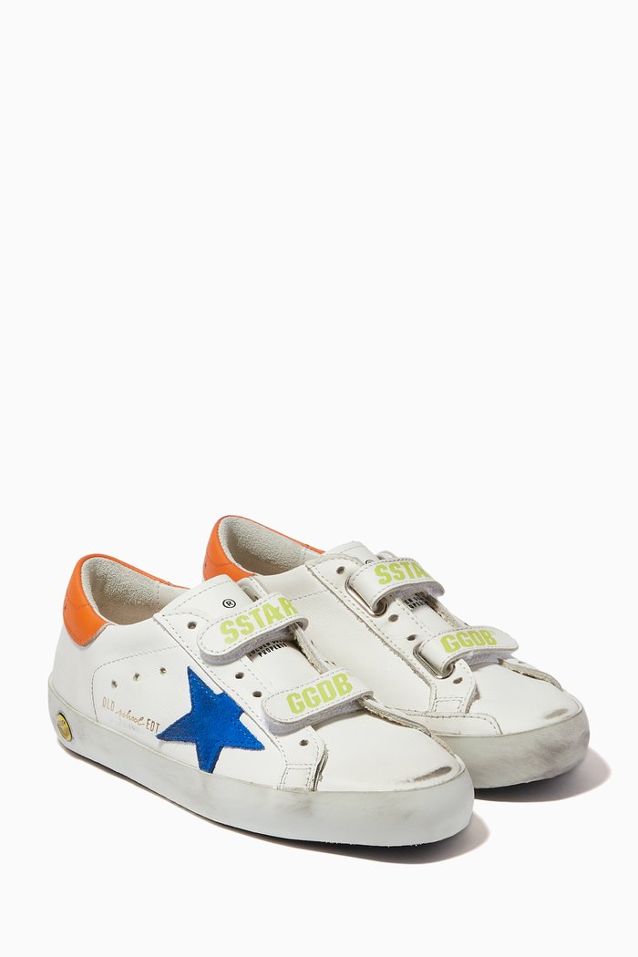 

Old School Sneakers with Suede Star in Leather, White