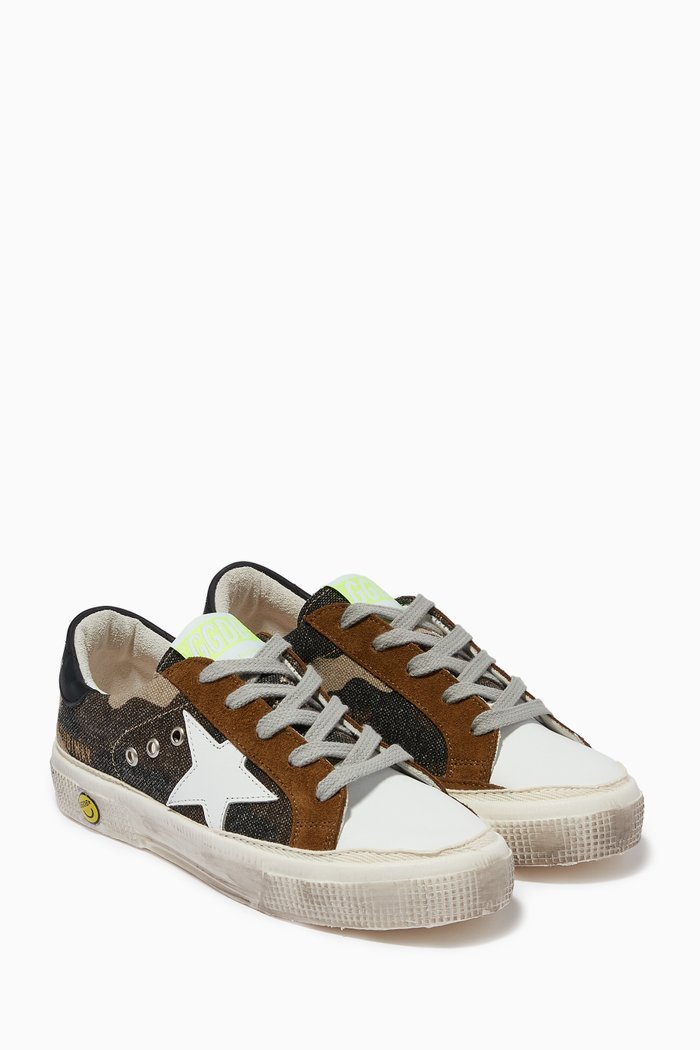 

Super-Star Sneakers with Leather Star & Insert in Canvas, Neutral