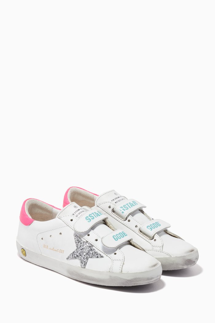 

Old School Sneakers with Glittery Star in Leather, White