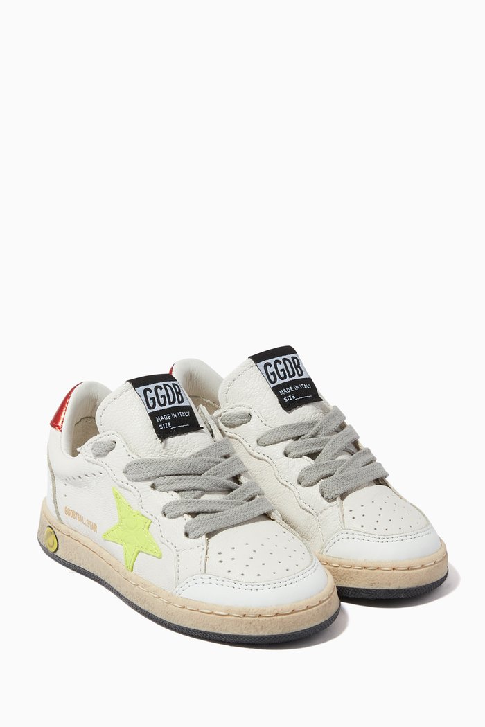 

Ball Star Sneakers with Crocodile-Print Leather Star in Leather, White