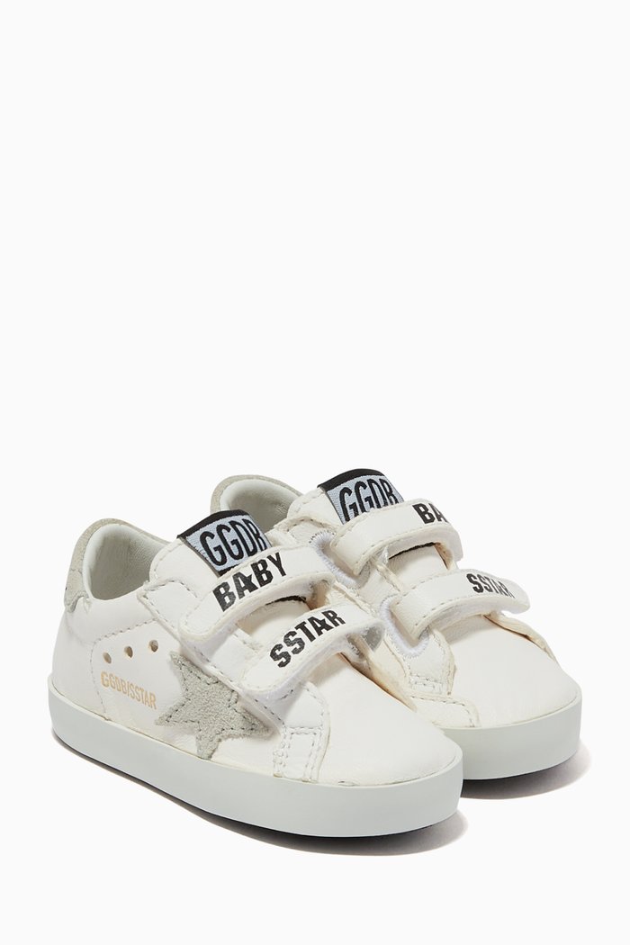 

Old School Sneakers with Suede Star in Leather, White