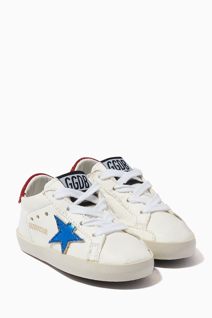 

Baby Star Sneakers with Laminated Star in Leather, White