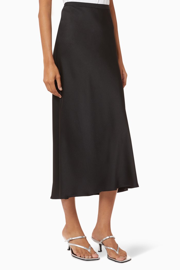 

Bar Silk Midi Skirt, Black