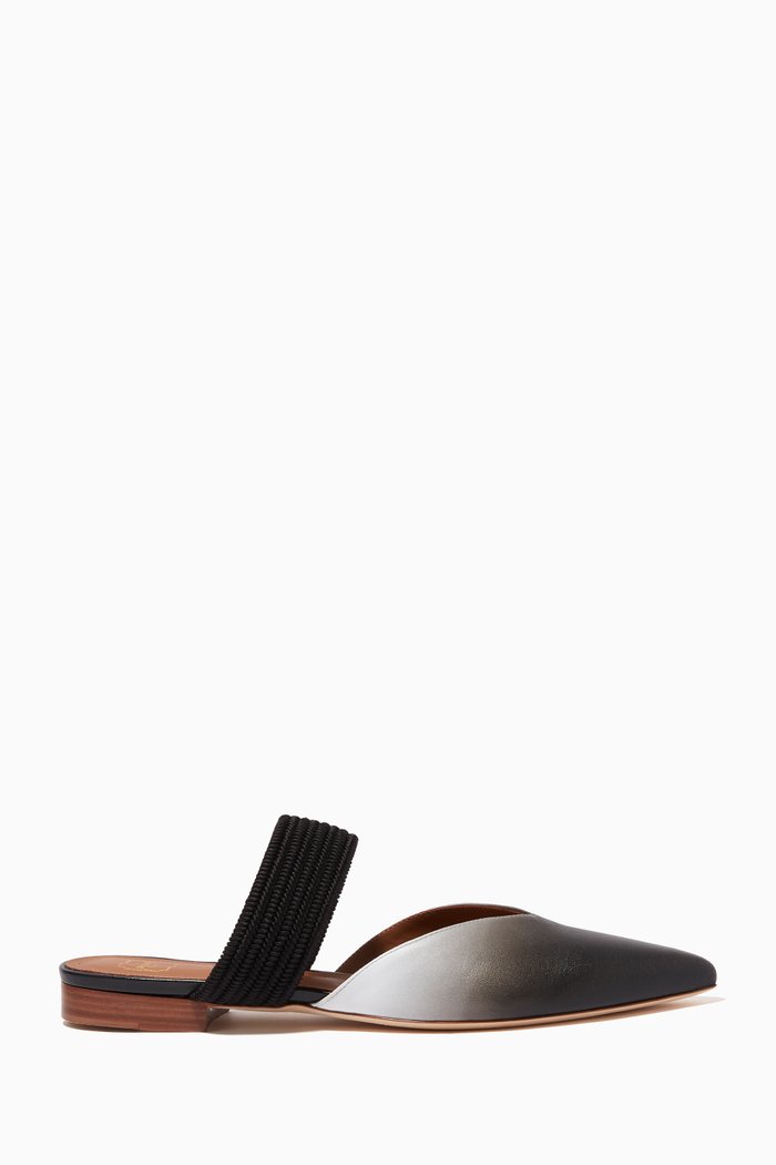 

Maisie Flat Mules in Ombré Nappa, Grey