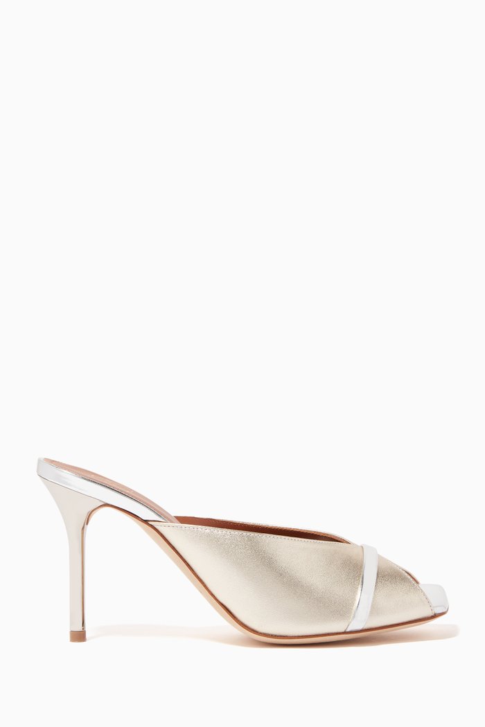 Lucia 85 Mules in Nappa, Silver