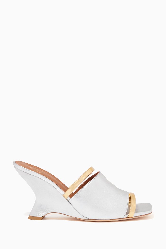 Demi 80 Mules in Metallic Nappa, Silver