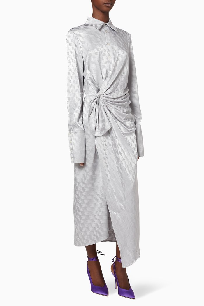 

Satin Jacquard Midi Dress, Grey