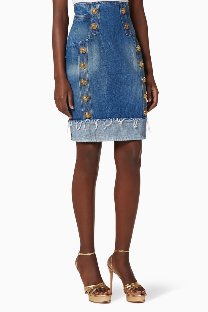 

Vintage Button-Embellished Skirt, Blue