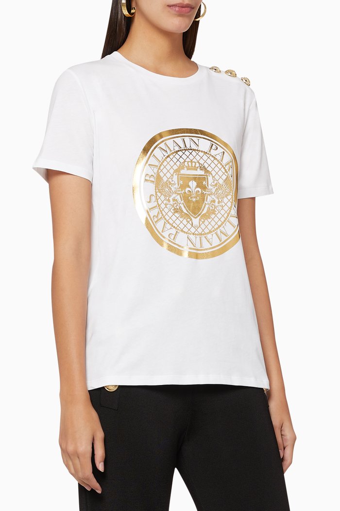 

Medallion Print Cotton T-Shirt, White