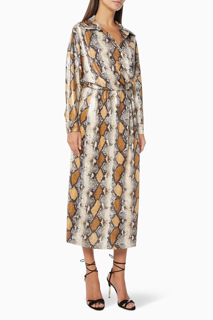 

Snakeskin-Print Shirt Dress, Multicolour