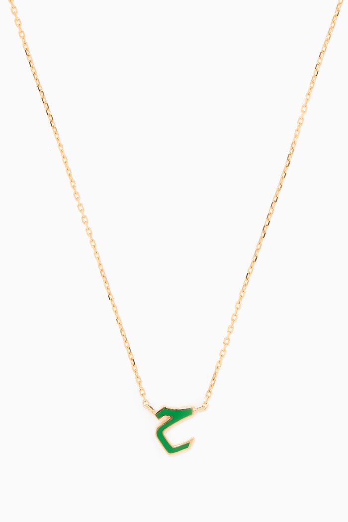 Mina Haa Letter Enamel Necklace in 18kt Yellow Gold