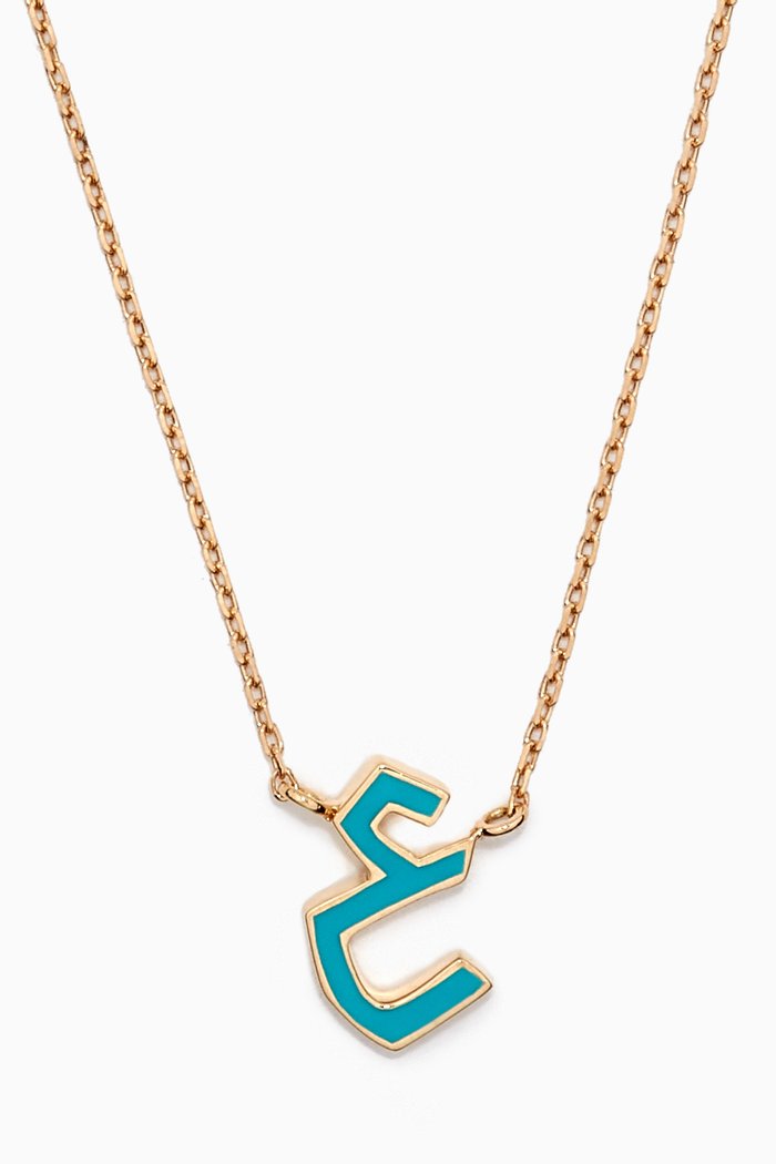 

Mina Ein Letter Enamel Necklace in 18kt Gold, Blue