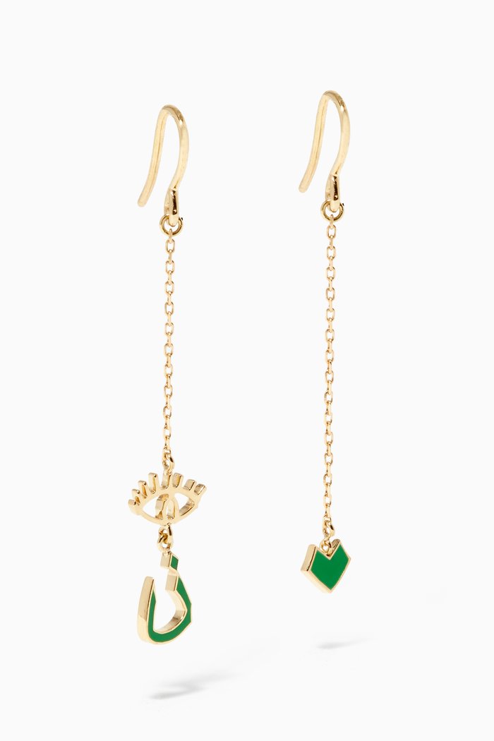 

Mina N Letter Enamel Drop Earrings in 18kt Yellow Gold