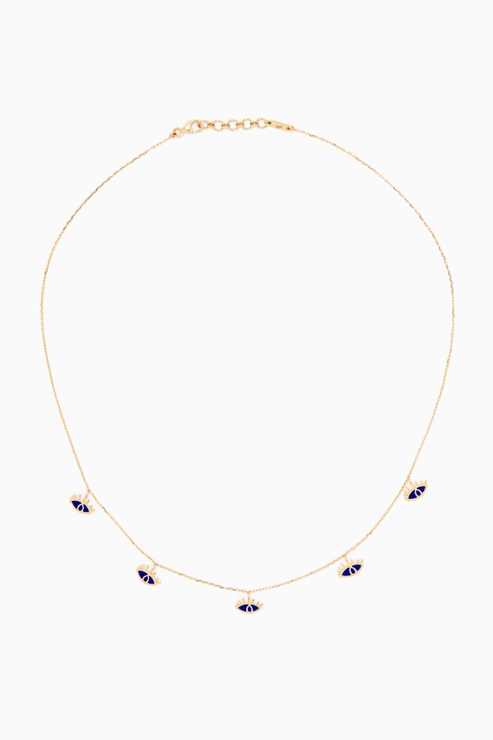 

Mina 5 Ein/ Eye Enamel Necklace in 18kt Yellow Gold