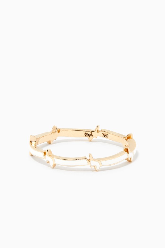 

Mina Alef Letter Enamel Ring in 18kt Yellow Gold