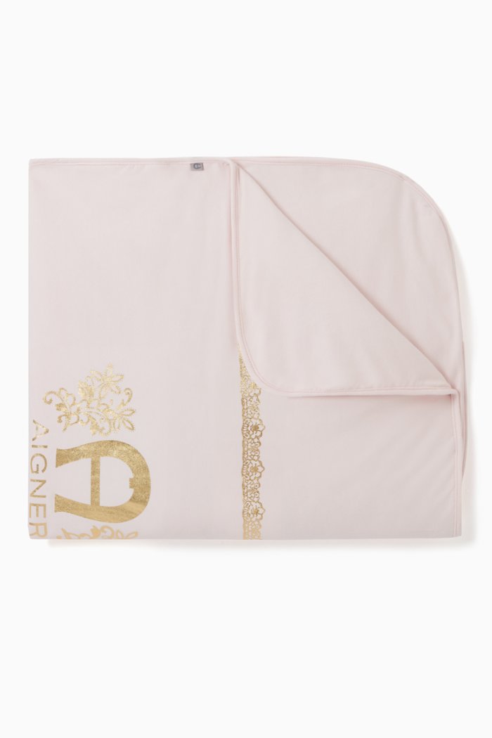 

Floral Logo Print Padded Blanket, Pink
