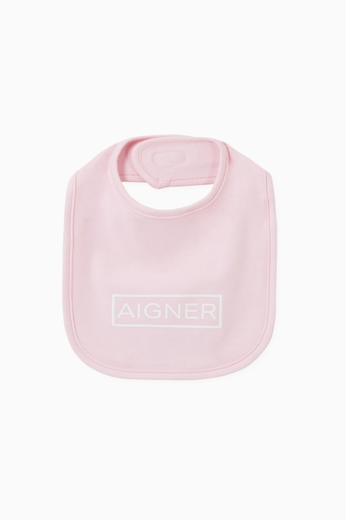 

Logo Print Cotton Bib, Pink