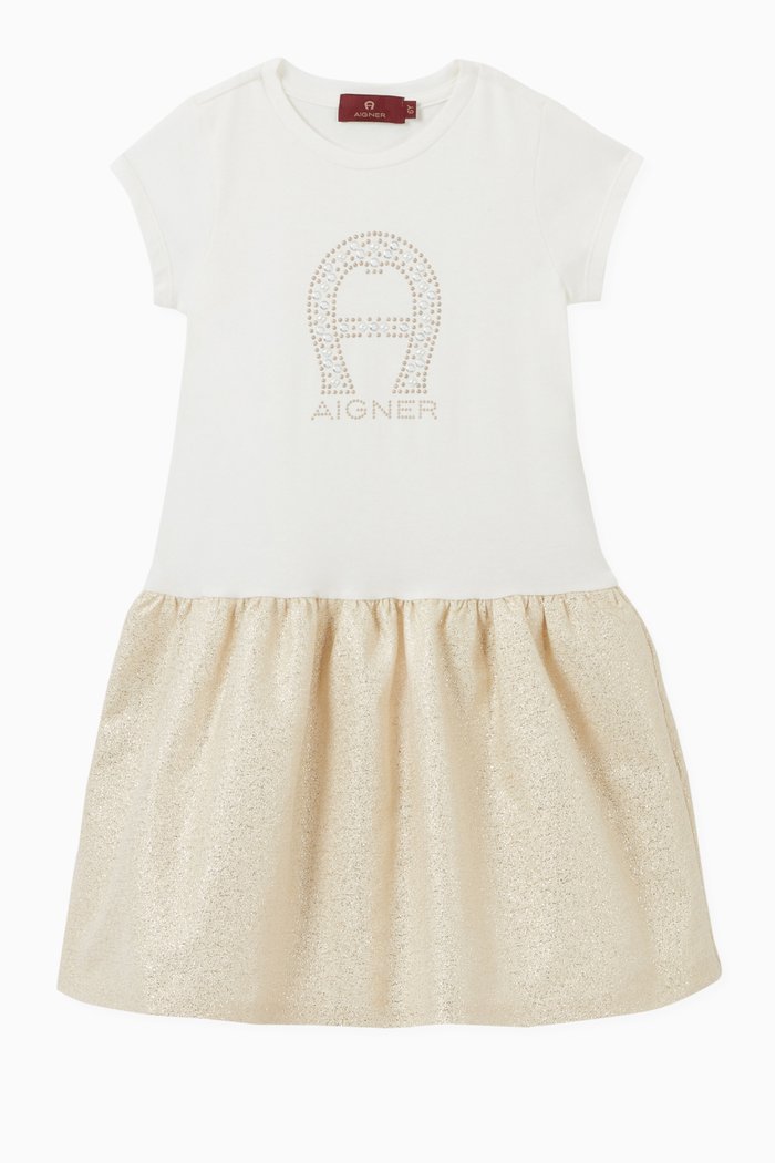 

Embellished Logo T-Shirt Dress, Neutral