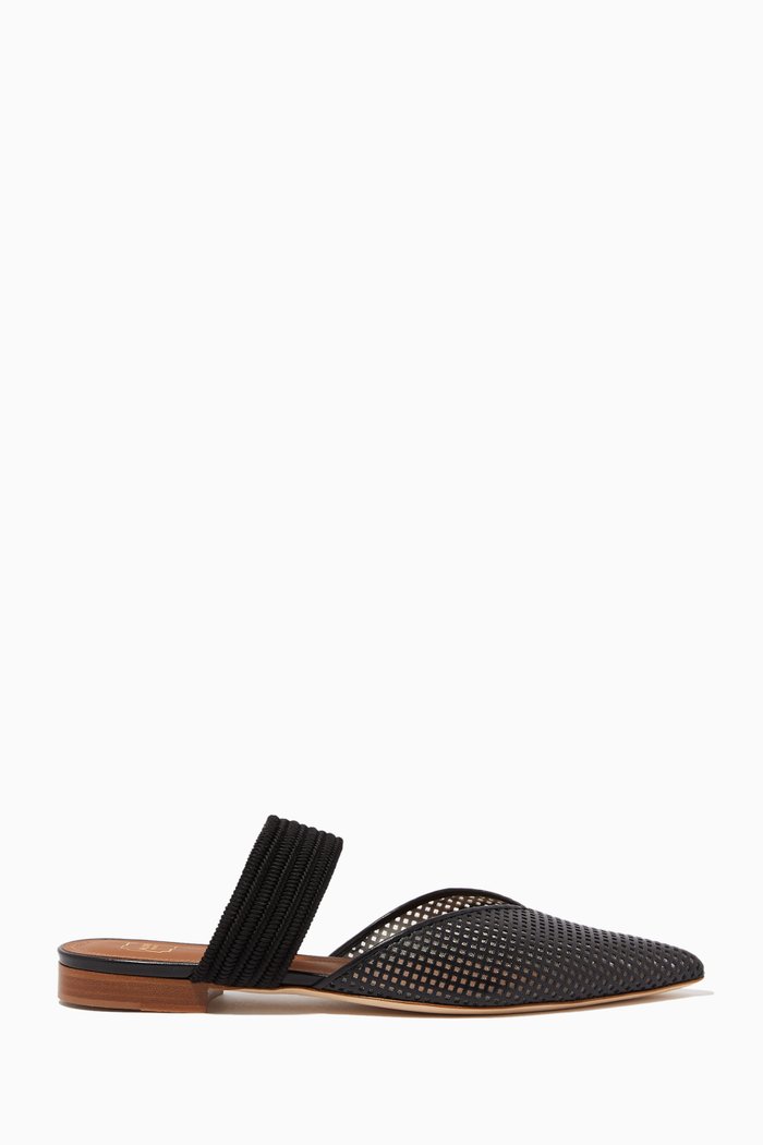 

Maisie Flat Mules in Mesh, Black
